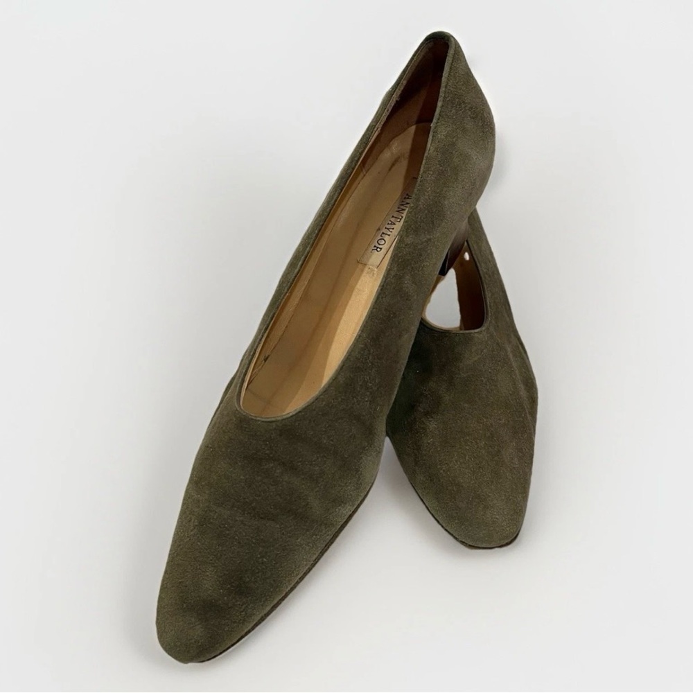 Ann Taylor - Green Suede Pointed Toe Low Heel Pumps Dress Shoes - Womens 8.5 M - Picture 1 of 7